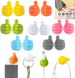 Creative Wall Hooks Clip Holder Clip Holder Silicone Thumb Up Shape Kitchen Barthroom Adhesive Storage Cable Organizer Rack Small Thumb Hook Wire Organizer Wall Hooks Hanger Strong Wall Storage Holder For Kitchen Bathroom