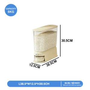 SUSU HOMES 5/10KG Large Capacity Rice Dispenser Bucket Grain Storage Container Dustproof Storage Bucket Free Rice Cup