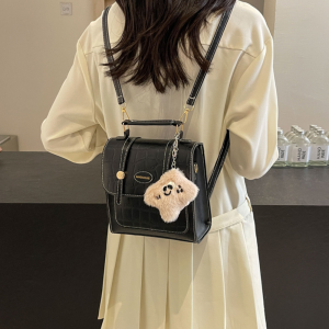 LEIFNYDI All Match Shoulder Bag PU Leather Korean Trendy Crossbody Bag Solid Color Multifunction Schoolbags Students