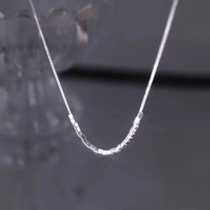 OK S999 Pure silver square necklace for women new summer trendy style niche design light luxury minimalist clavicle chain