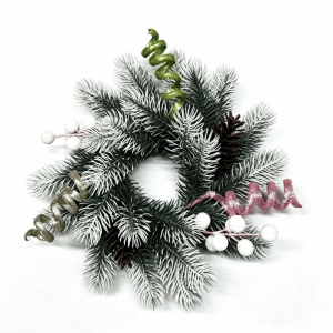 STARRY Curled Ribbon Trim Christmas Wreath Artificial Pine Pine Boughs Faux Pine Wreath Window Presentation Faux Pine Artificial Wreath Christmas Decoration