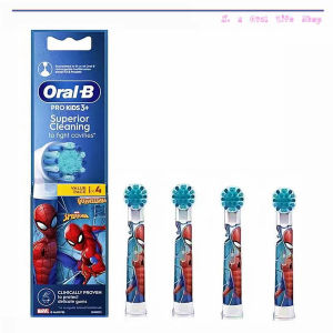 [SG Stock] Compatible with Oral-B EB10 Kids Toothbrush Heads  Soft Bristle Replacement Brush Heads  Cartoon Design  4PCS Pack
