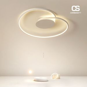 Đèn LED ốp trần xoáy tròn màu trắng 38W 3 chế độ ánh sáng trang trí bàn ăn phong cách Bắc Âu nghệ thuật