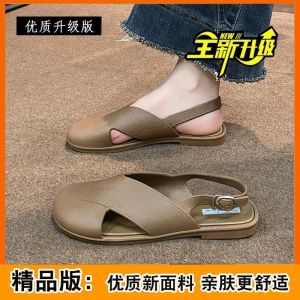 [Free Shipping] Roman Sandals Versatile WomenS Work Sandals Outdoor Wear Super Soft Flat Round Toe Adjustable Straps