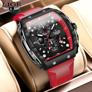 Lige 2024 Đồng hồ Quartz vuông Nam Ban Đầu thiết kế sáng tạo Sáng Không Thấm Nước Đồng Hồ chức năng bấm giờ xem lịch