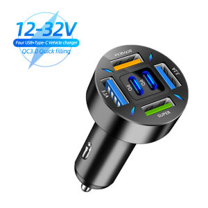 Kebidumei 150W PD Car Charger 4 Port USB Type C Display Voltage Fast Charging Adapter