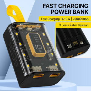 Power Bank Super Charged 20000mAh Warna Hitam dengan 3 Kabel USB dan Dual USB Port 10W - WS731