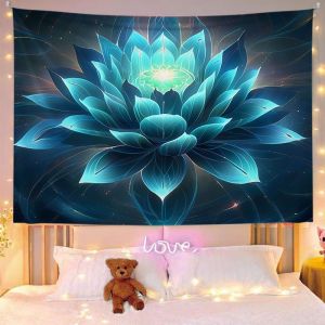 Lotus ethnic style totem tapestry Indian yoga meditation background cloth bedroom headboard decoration cozy wall hanging