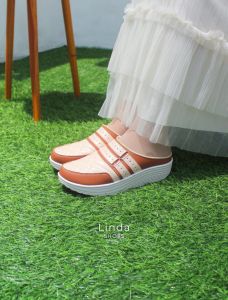 ONE LOVE LINDA - SEPATU SANDAL BUSTONG WEDGES MULES WANITA SLIP ON SOL KARET ANTI LECET