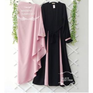 BAJU GAMIS MARWAH SYARI SET HIJAB M L XL XXL XXXL
