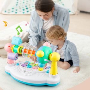 SDFSF with Light Sound Baby Music Piano Toy Rotating Bell Interactive Rotating Music Piano Musical Type Animals Sounding Early Educational Music Toy Kids Gift