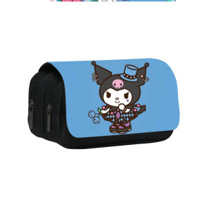 Clow M Cartoon Double Layer Pencil Case Kuromi Cute Peripl Large Capacity Pencil Case Printed Stationery Case