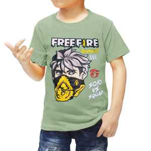 Kaos Anak Laki FREE FIRE BOOYAAH lengan pendek bahan katun nyaman adem lembut usia 1-12 tahun