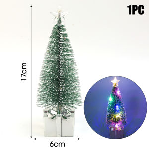 Mini LED Christmas Tree Candle Lamp Colorful Luminous Xmas Tree Night Lights DIY Desktop Ornaments for New Year Party Home Decor