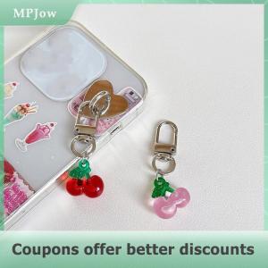 【MPJow】 Cute Cherry Keychain Simple Fruits Acrylic Keyring Key Charm Earphone Hanging Decoration Bag Pendant Best Friend Gifts