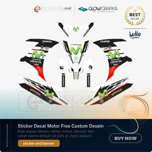 DECAL STIKER MOTOR CUSTOM JUPITER MX 135 EDISI MOVISTAR PUTIH HITAM