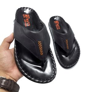 Dép kẹp nam da bò thật 100% kiểu may 7x thời trang đế cao su cao cấp đi chống trơn trượt v.k7x