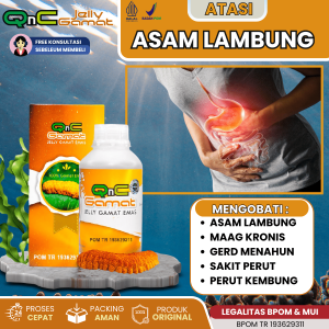 QnC Jelly Gamat Emas - Obat Asam Lambung Obat Tukak Lambung Gerd Menahun Maag Kronis Lambung Kronis Lambung Luka Perut Kembung Panas Perut Mual Dan Muntah Nyeri Ulu Hati Herbal Ekstrak Teripang Emas Asli 100% Original Dan Halal Mui