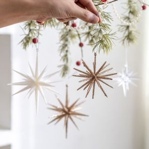 CREATIVE PAVILION Plastic Exploding Star Ornament Champagne White DIY XMAS Ornaments  Lightweight Christmas Tree Decoration