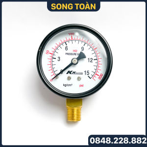 Đồng Hồ Áp Suất Hơi Đồng Hồ Hơi Đo Áp Suất Mặt 63mm Hiệu KKGause Chân Ren 13