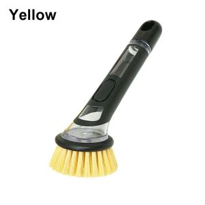 UUMIR 1Pcs พร้อมที่จับ แปรงหม้อ ที่จ่ายสบู่ ไม่ลื่น แปรงล้างจาน ใหม่ บิวท์อิน แปรงขัดครัว สำหรับหม้อและอ่างล้างจานที่บ้าน