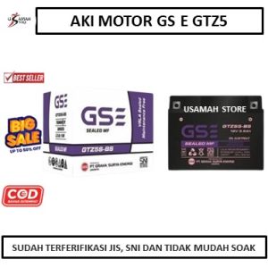 Accu Aki Motor GS E GTZ5 Mio Soul Mio M3 125 Mio GT 125 Mio J MioZ Daya Starter Lebih Besar Tahan Lama Tidak Mudah Soak Terferifikasi JIS dan SNI