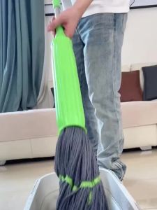 [1-Second Dehydration]Bamboo Fiber Self Twisting Rotating Mop 55CM Microfiber Strip Spin Mop Absorbs Water And Dust Floor Cleaning Tool