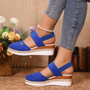Free Shipping Plus-Size Wedge Sandals 2026 Summer New Collection Wide-Strap Closed-Toe Sandals Versatile WomenS Shoes In Stock
