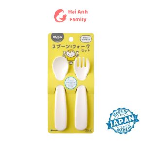Bộ thìa dĩa nhựa ăn dặm cho bé nhập khẩu Nhật Bản ALKU