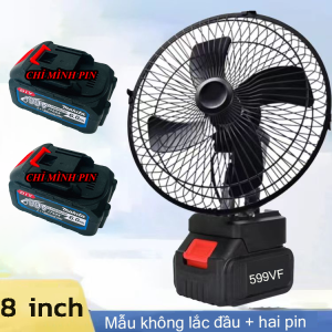 598V quạt điện không dây 8 inch quạt điện ngoài trời gọn nhẹ quạt điện xoay đầu công suất cao có thể điều chỉnh cấp độ