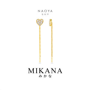 Mikana Love & Lace Naoya Minimalist Heart Gold Plated Threader Earrings for Women dangling earing