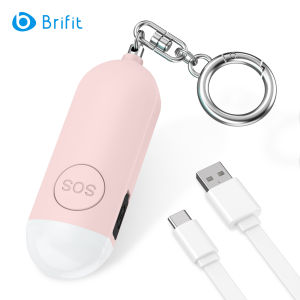 Brifit 130dB Female Safety Alarm Outdoor Personal Alarm Led Strobe Light SOS Rechargeable Emergency Safety Sound for Students Women Elderly Emergency Self-protection
