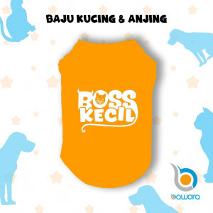 Baju Hewan Untuk Kucing Anjing Kelinci Monyet Bahan Adem Lucu Murah Motif Tulisan Boss Kecil Wawoye