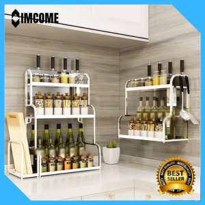 IMCOME Rak Bumbu Dapur 3 Susun Tingkat Serbaguna Tempat Penyimpanan Perlengkapan Dan Peralatan Masak Pisau Talenan Dapur Stainless Steel