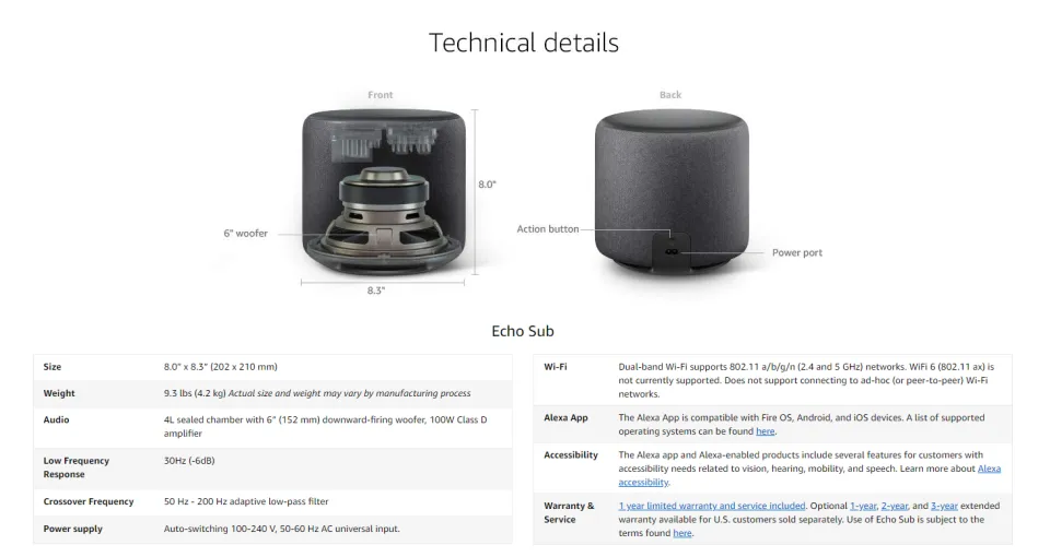 Amazon Echo Sub - Powerful subwoofer for your Alexa Echo devices