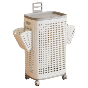 Multipurpose Clothes Hamper Basket Large Capacity Ventilation Design Bin with Lid Dormitory Apartment Essential Item