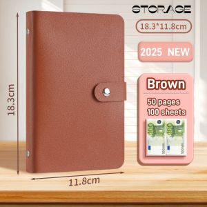 2025 NEW Wallet Savings Organizer Save Money 100 Envelope Cash Savings Tracker Notebook Large Capacity Storage Challenge Money Organizer for Budgeting Waterproof PU Leather Money Clip Cash Storage Bag Family Financial Management Book Collection Album