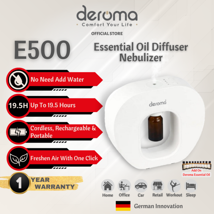 Deroma® E500 Waterless Essential Oil Diffuser Nebulizer Apple Design ...