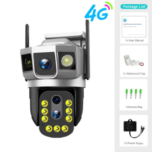 12MP 4G Ba Màn Hình IP Máy Ảnh 10X Zoom quang học Ngoài Trời PTZ Tự Động Theo Dõi Không Thấm Nước Nhà Camera an ninh bảo mật Bảo Vệ Máy Ảnh