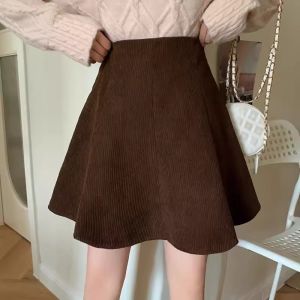 COD high-waisted corduroy short skirt for womens spring and autumn large-size thin belly umbrella skirt anti-light small A-shaped skirt 2026 new product