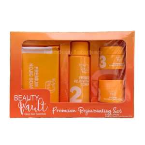 BEST SELLER Beauty Vault Premium Rejuvenating Set - Whitening Set For Face - Glass Skin Pimple Acne Marks Remover - Complete Set - FDA Approved - Kojic Soap Toner Sunblock Night Cream - For Acne Dark Spots - Premium Rejuv Set For Glass Skin Pekas Pimples