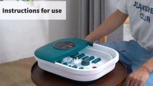 Collapsible Foot Spa Bath Massager with Heat Bubble and Timer 95-118 ℉   Adjustable Temperature Fast Heating with Pedicure Stone and Massage Rollers for Feet Stress Relief at Home