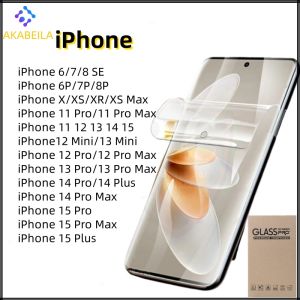 AKABEILA 1PC เมมเบรนไฮโดรเจล For iPhone 11 13 15 16 17 12 14 Pro Max Air 12pro 13pro XR  XS Max 6 7 8 Plus SE ฟิล์มกันรอยหน้าจอแบบครอบคลุมเต็มจอ