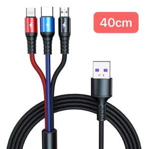 AU5A One-to-three data cable 40W Super fast charge Compatible with and Android Type-C 3-in-1 phone charging cable