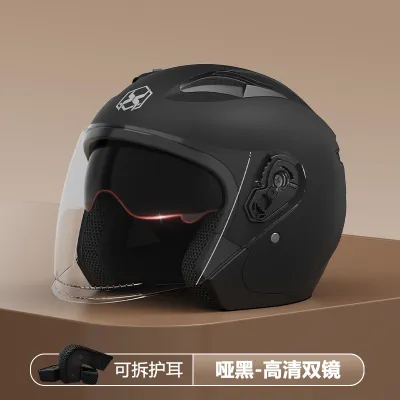 Unisex Breathable In All Seasons Double Miorr Motorcycle Half Face Helmet With ICC Sticker