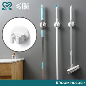 ZENi Broom Holder - NAIL FREE Gripper Holder for Cleaning Utensils and Mop Holder