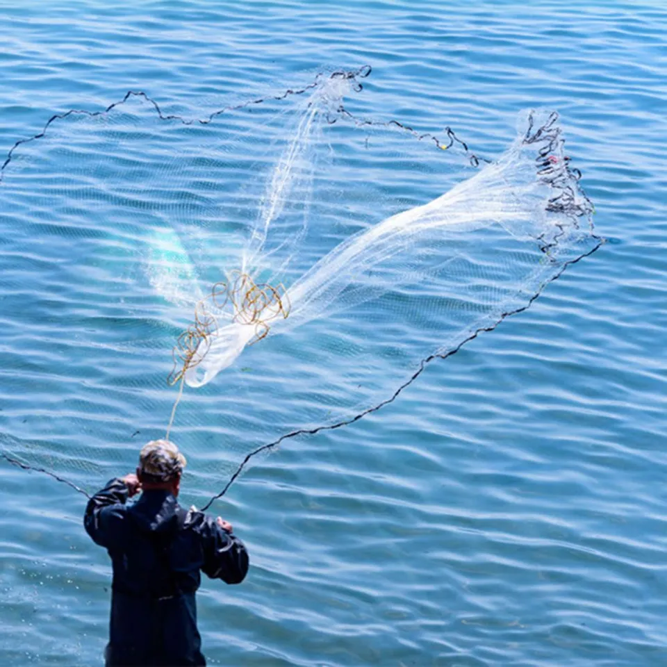 fishing net nylon fishing net lambat fishing net bag Fishing net hand  throwing ❥DYRUIDOJ Durable