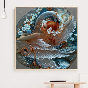 DIY Diamond Painting Swan Girl Wall Decor Full Drill Round Mosaic Picture for Home Decor Gift