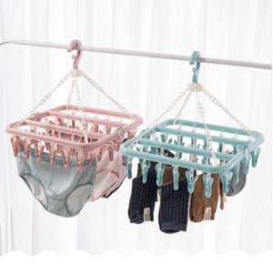 Móc Nhựa 32 Kẹp H236 Treo Quần Áo Trẻ Em Treo Đồ Lót Tã Vớ Chống Gió Có Thể Gấp Đôi Gọn Gàng Loại Nhựa Tốt