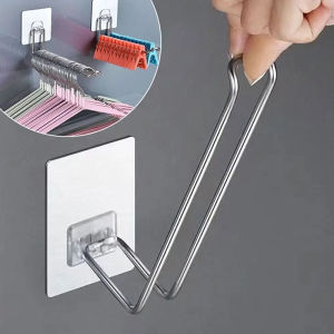 [Eqrbtl] Wall-mounted Hanger Storage Foldable Clothes Hanger Rack Windproof Anti-slip